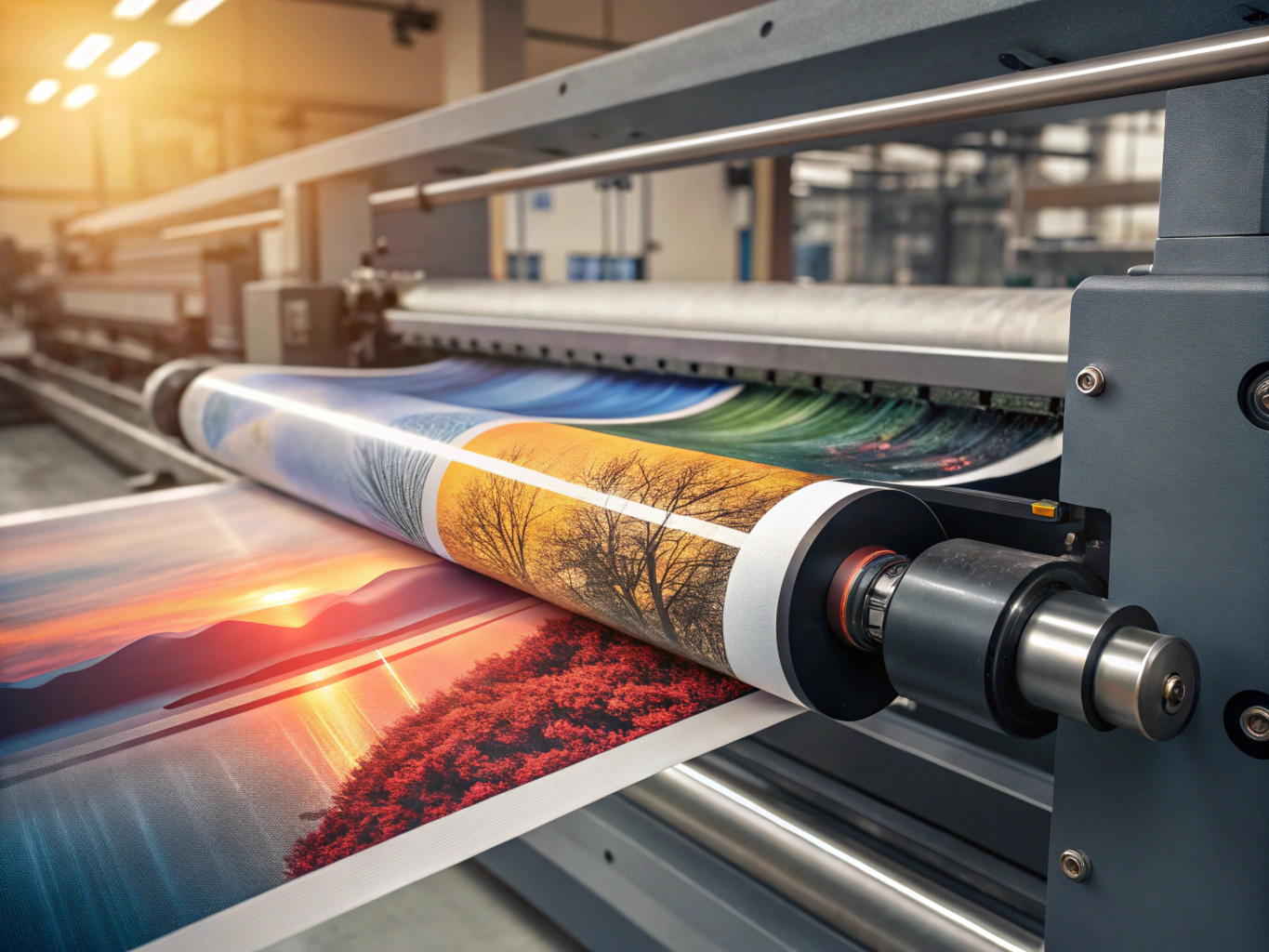 a rubber blanket transferring a high-resolution image onto a substrate, intricate details of fine gradients and vibrant colors captured perfectly